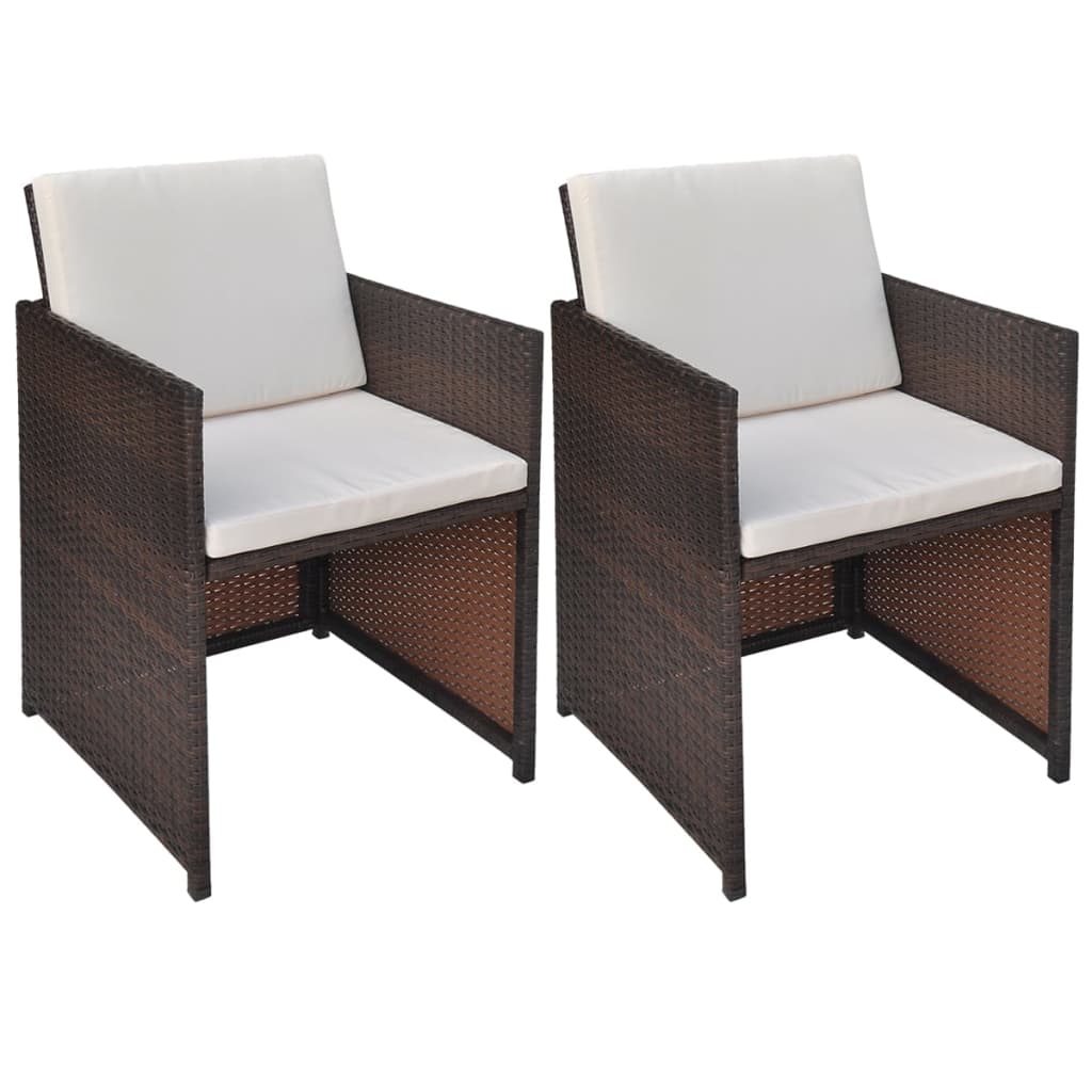 Patio Chairs 2 Pcs With Cushions And Pillows Poly Rattan