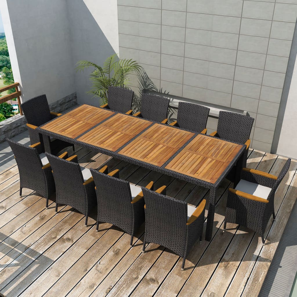 7 Piece Patio Dining Set With Cushions Poly Rattan