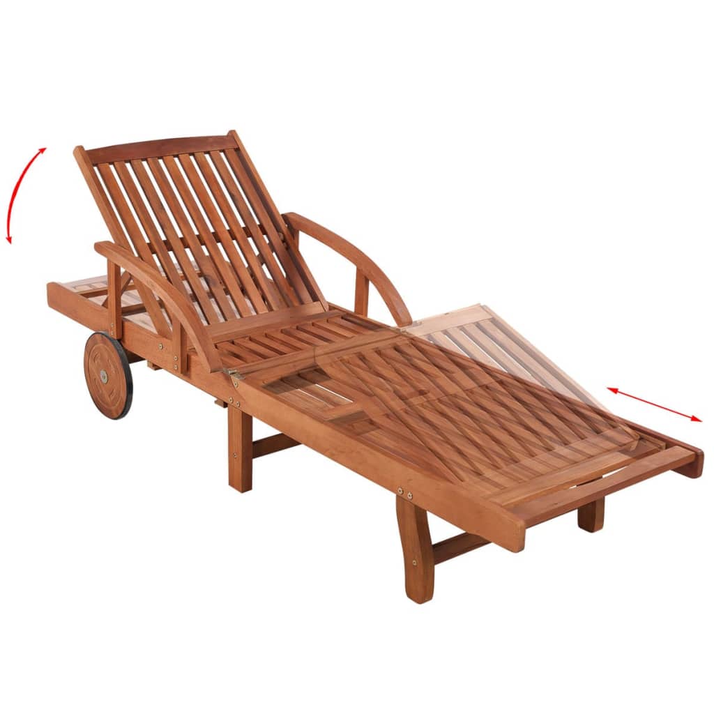 Sun Lounger With Table Solid Acacia Wood