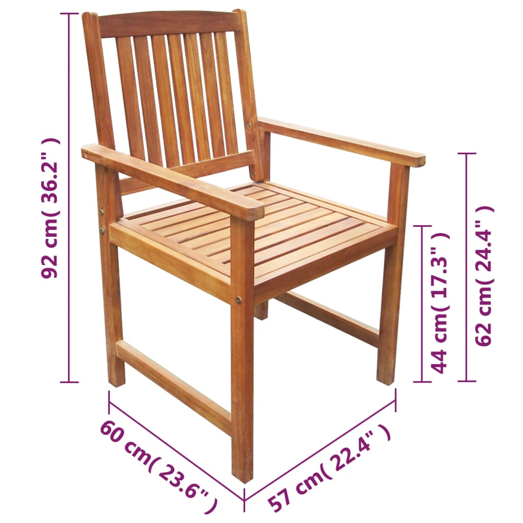 Patio Chairs 2 Pcs Solid Acacia Wood