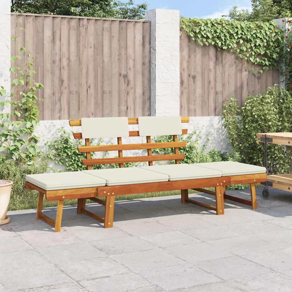 Patio Bench With Cushions 2-In-1 74.8&quot; Solid Acacia Wood