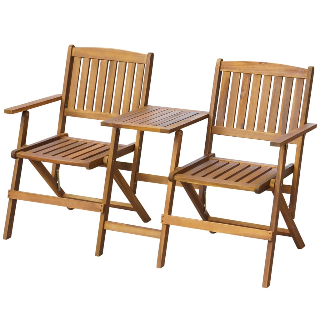 Folding Patio Bench With Tea Table 55.1&quot; Solid Acacia Wood