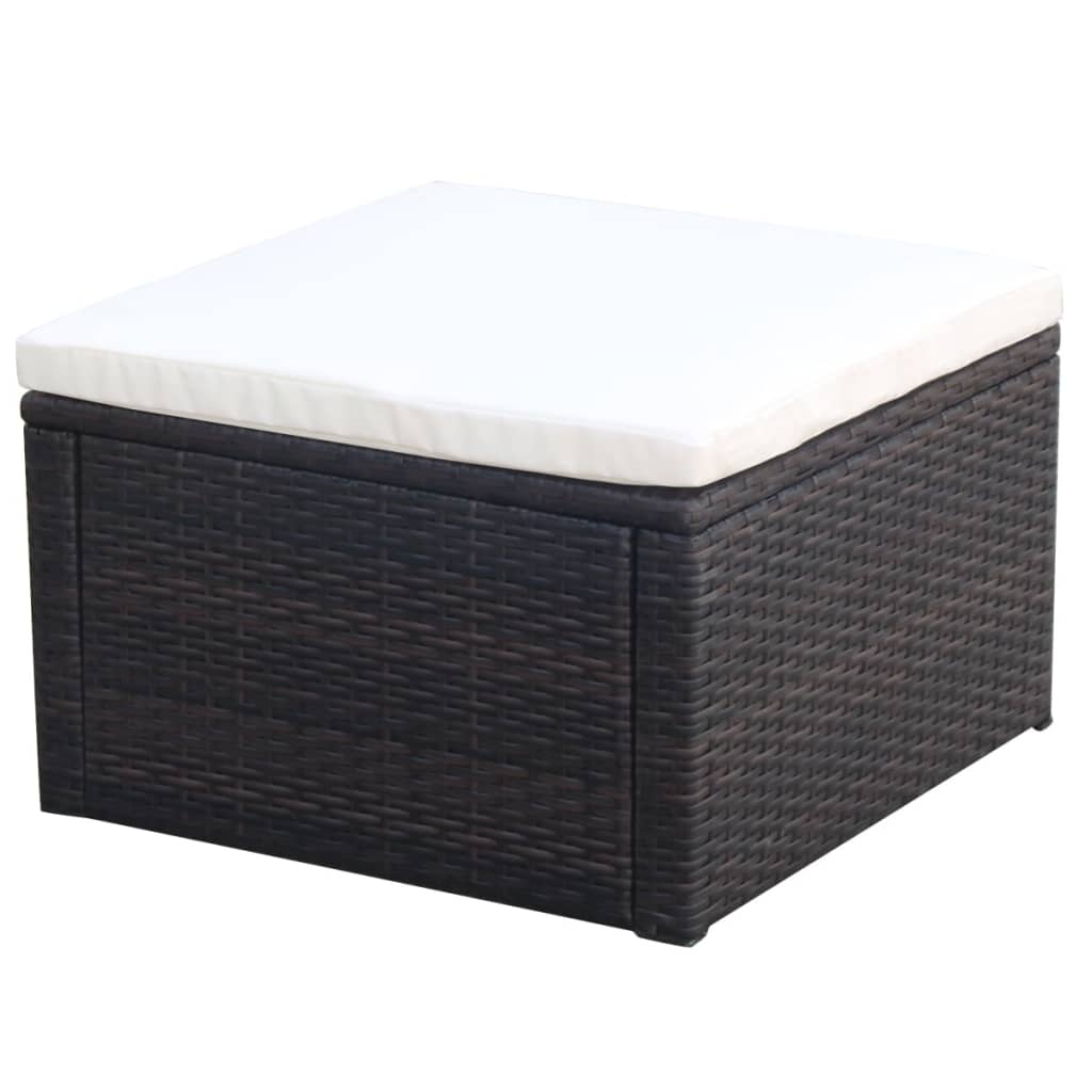 Garden Footstool With Cushion Poly Rattan