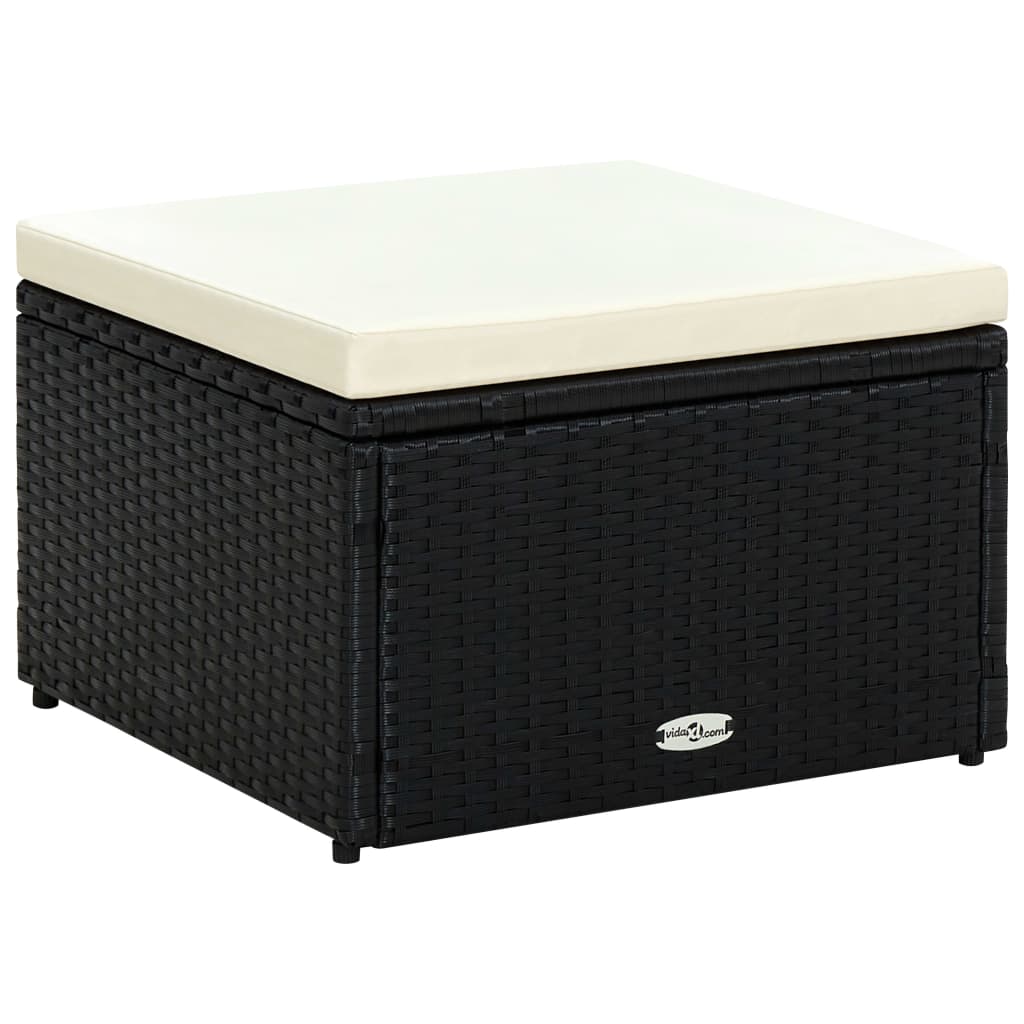 Garden Footstool With Cushion Poly Rattan