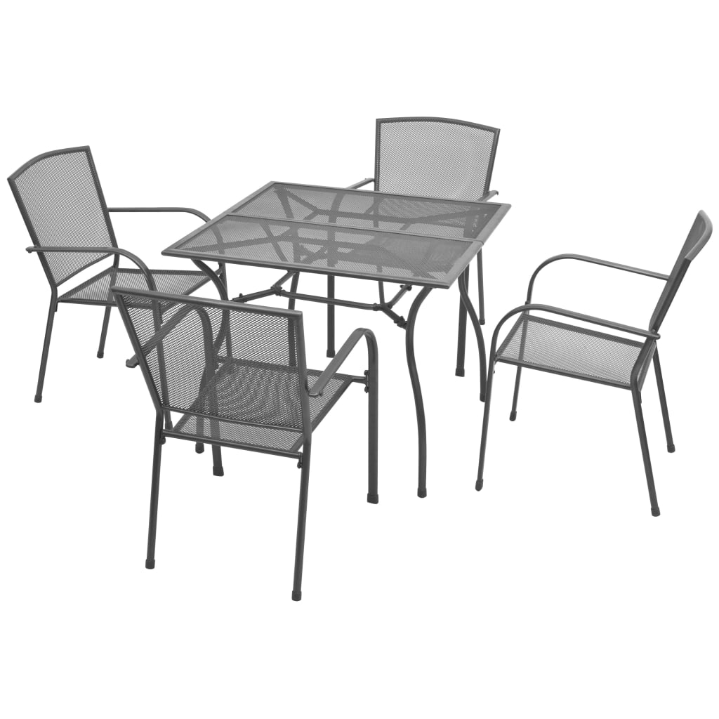 5 Piece Patio Dining Set Steel Anthracite