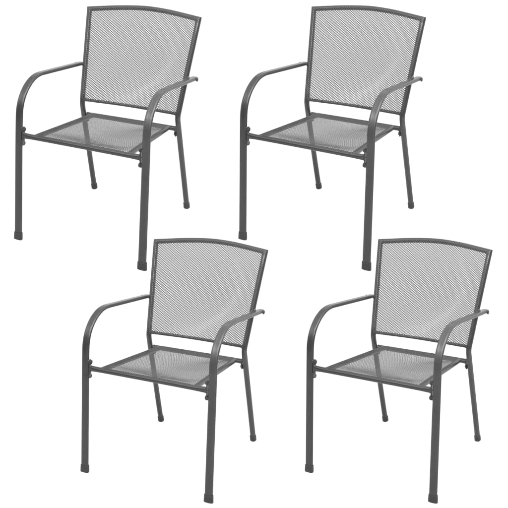 5 Piece Patio Dining Set Steel Anthracite