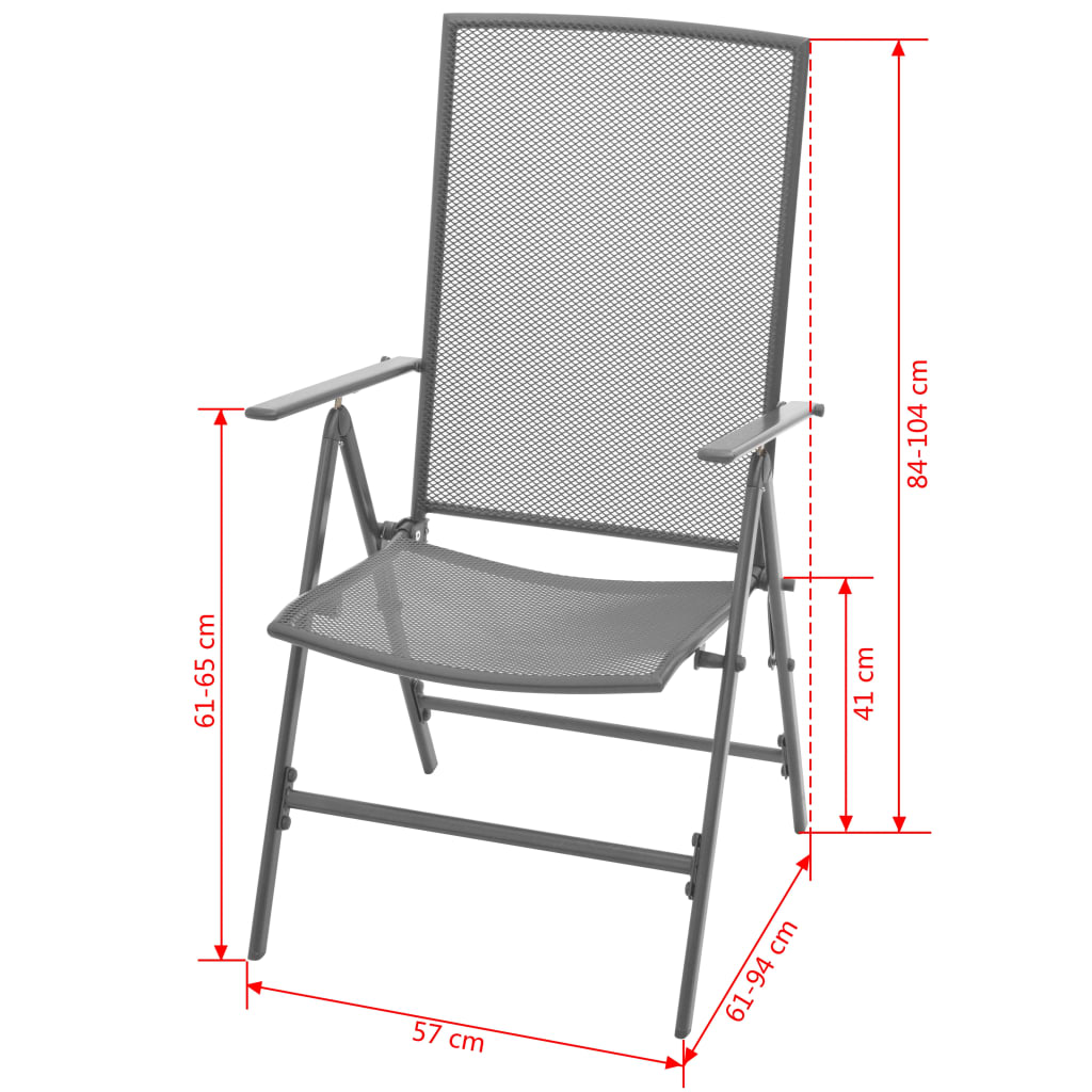 5 Piece Patio Dining Set With Folding Chairs Steel Anthracite