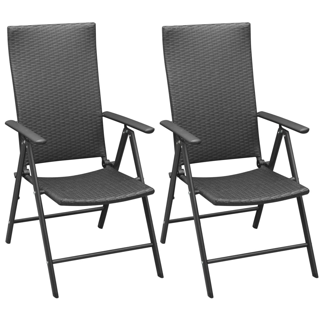 Stackable Patio Chairs 2 Pcs Poly Rattan Black