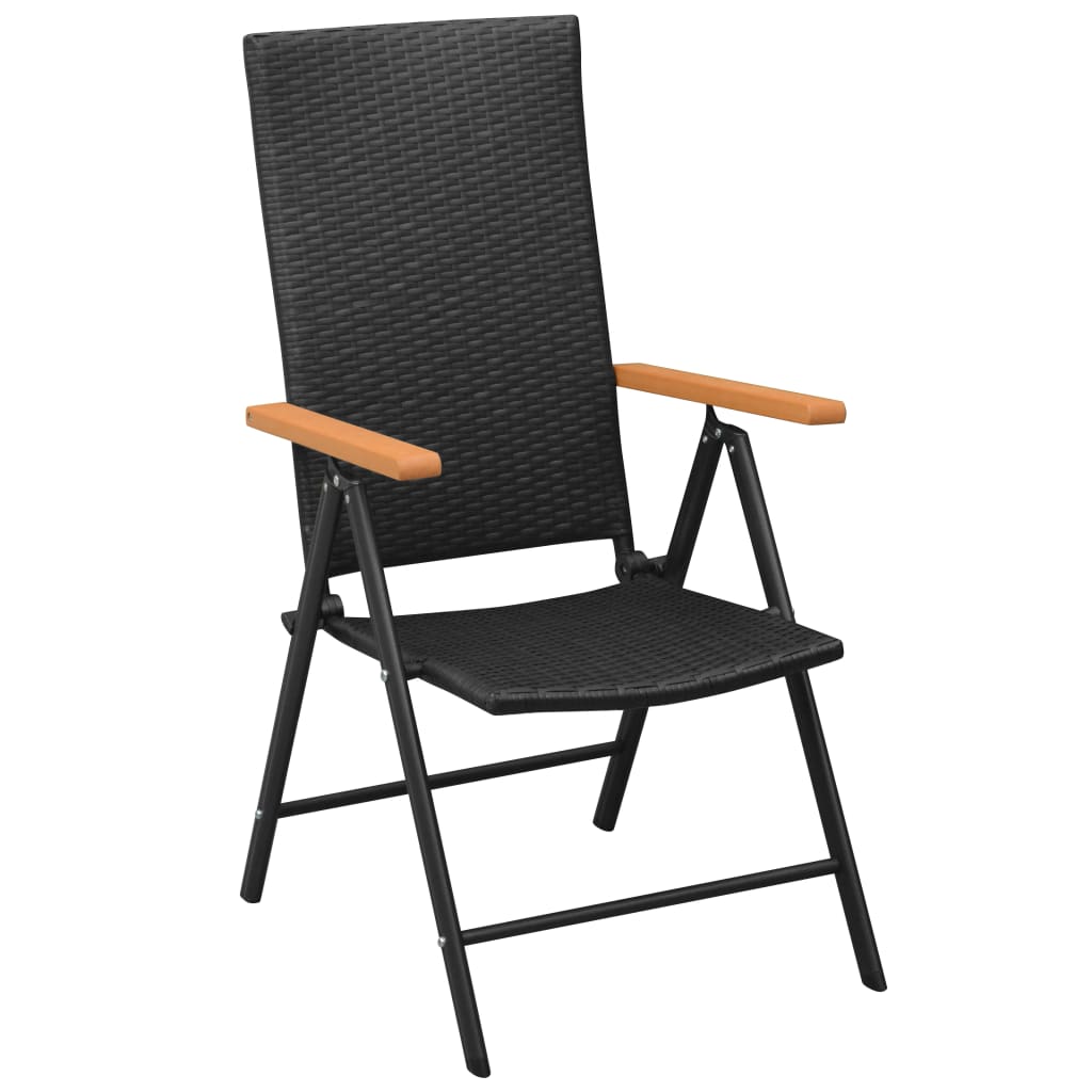 Stackable Patio Chairs 2 Pcs Poly Rattan Black