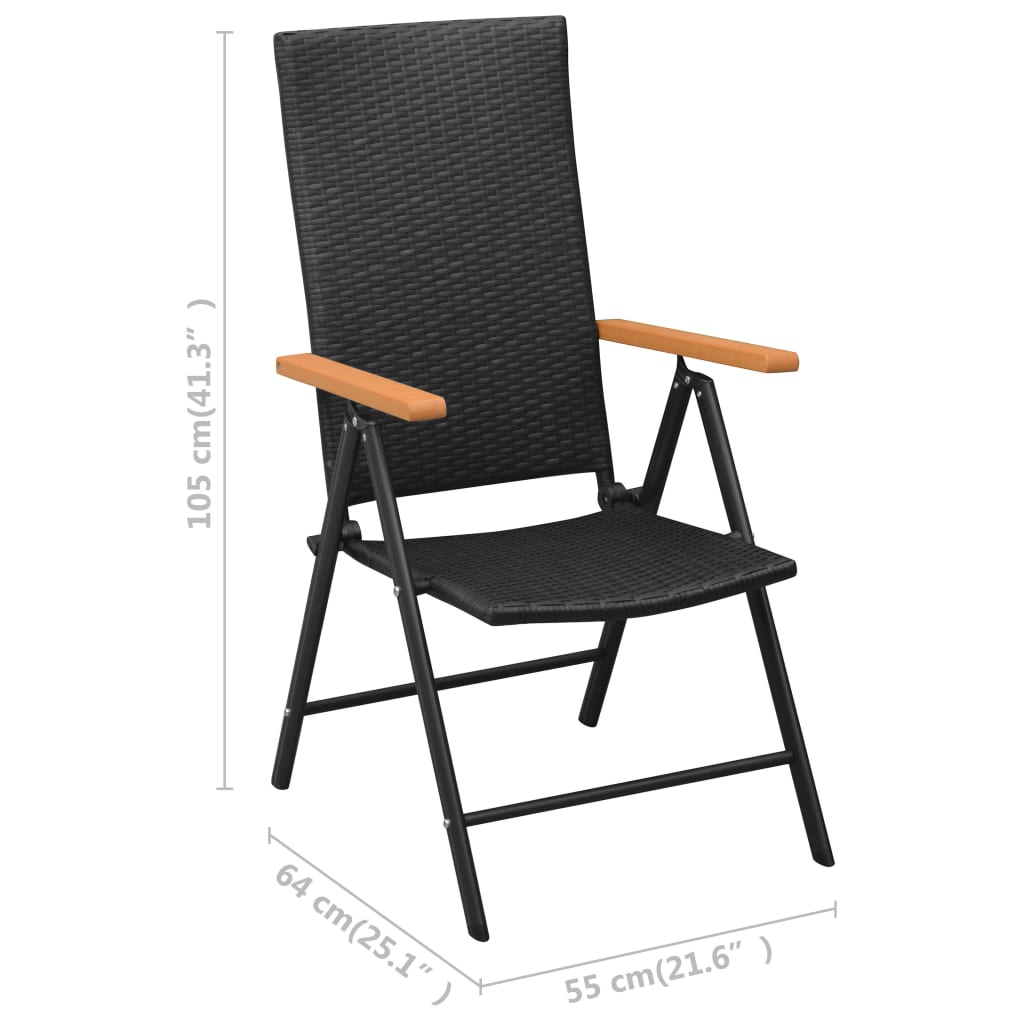 Stackable Patio Chairs 2 Pcs Poly Rattan Black