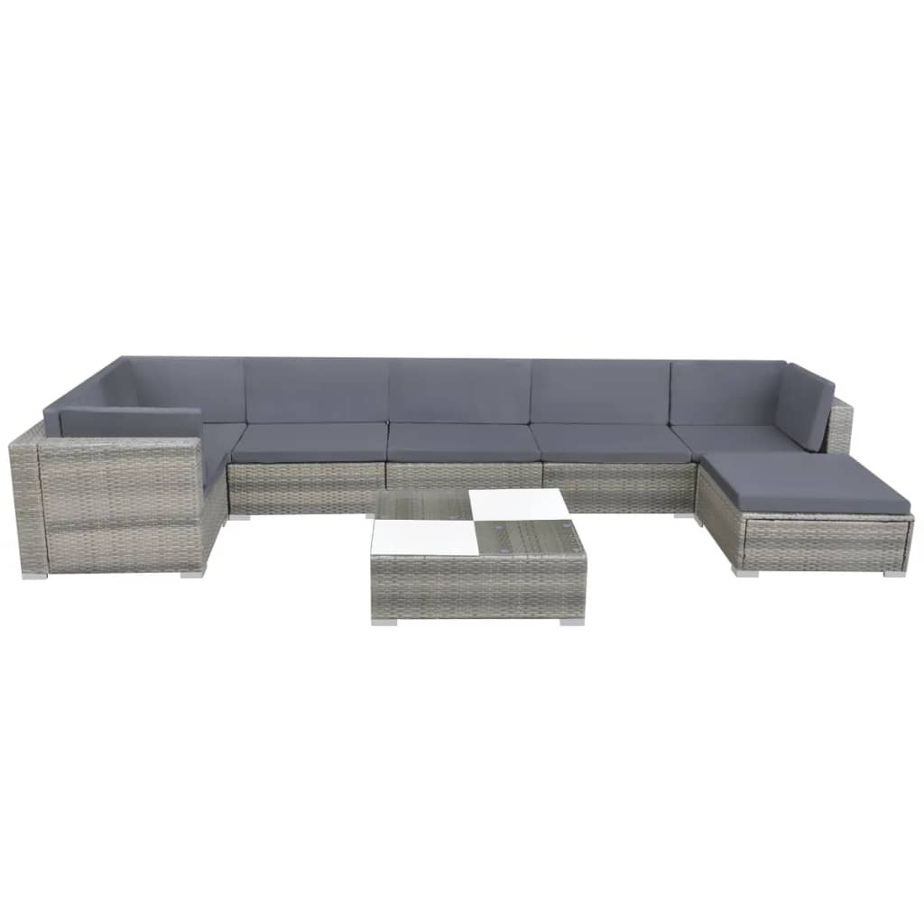 8 Piece Patio Lounge Set With Cushions Poly Rattan Gray