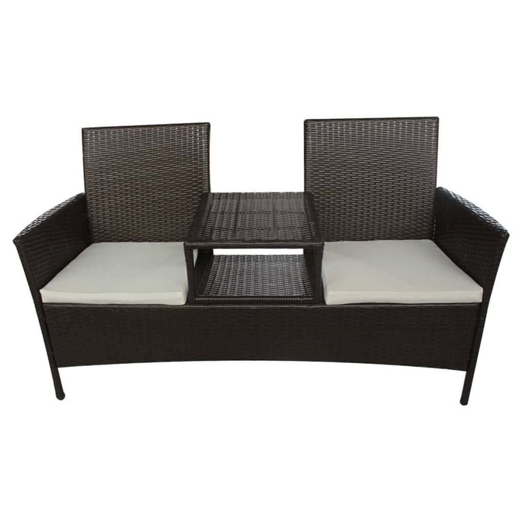 2-Seater Patio Sofa With Tea Table Poly Rattan