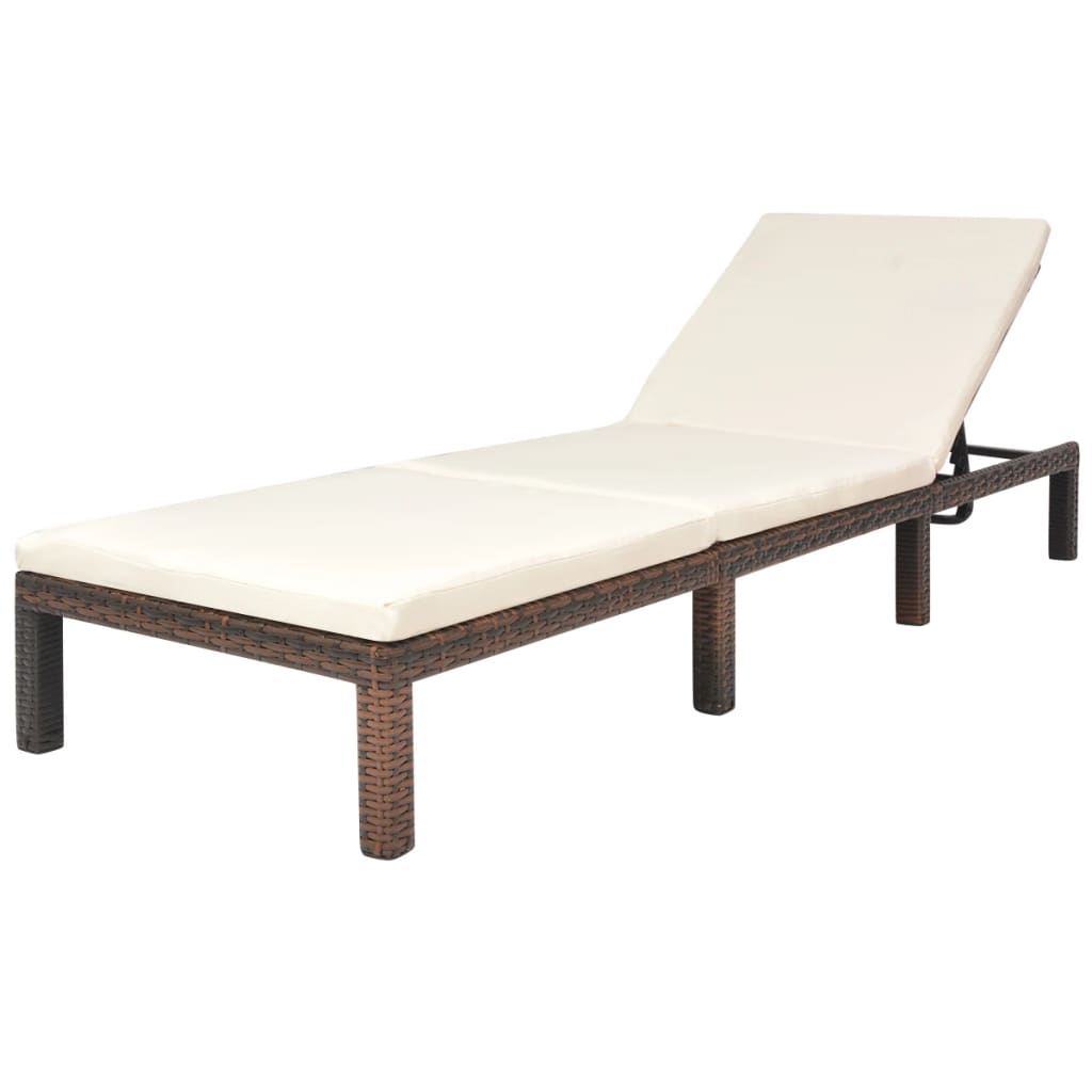 Sun Lounger With Cushion Poly Rattan