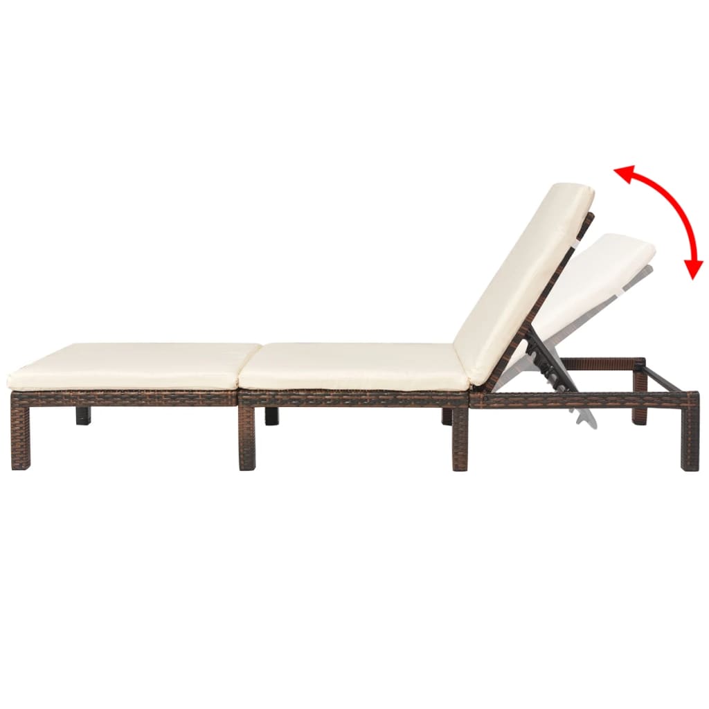 Sun Lounger With Cushion Poly Rattan