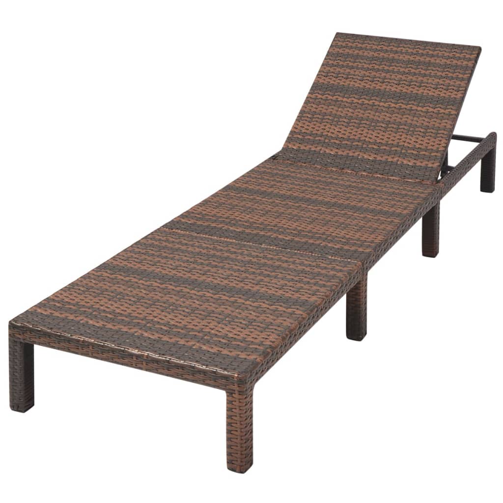 Sun Lounger With Cushion Poly Rattan