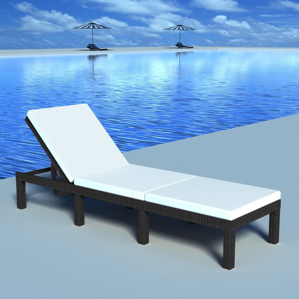 Sun Lounger With Cushion Poly Rattan