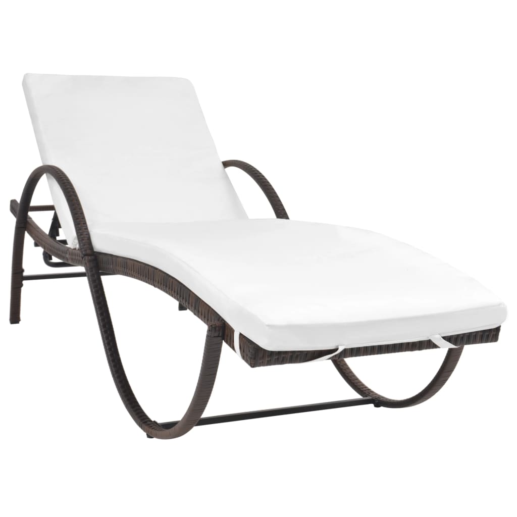 Sun Lounger With Cushion Poly Rattan