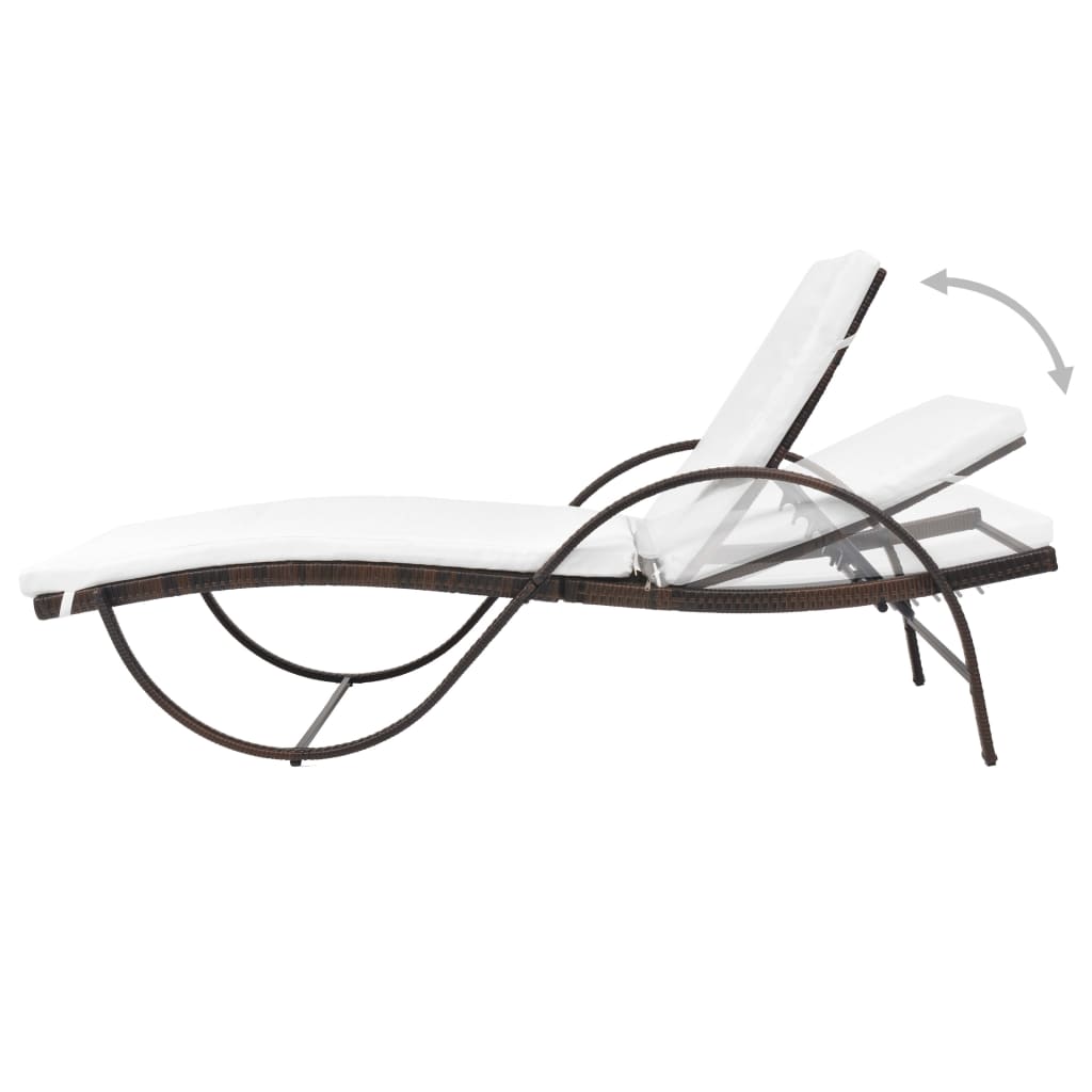 Sun Lounger With Cushion Poly Rattan