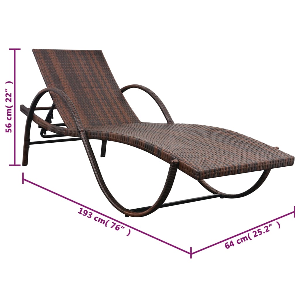 Sun Lounger With Cushion Poly Rattan