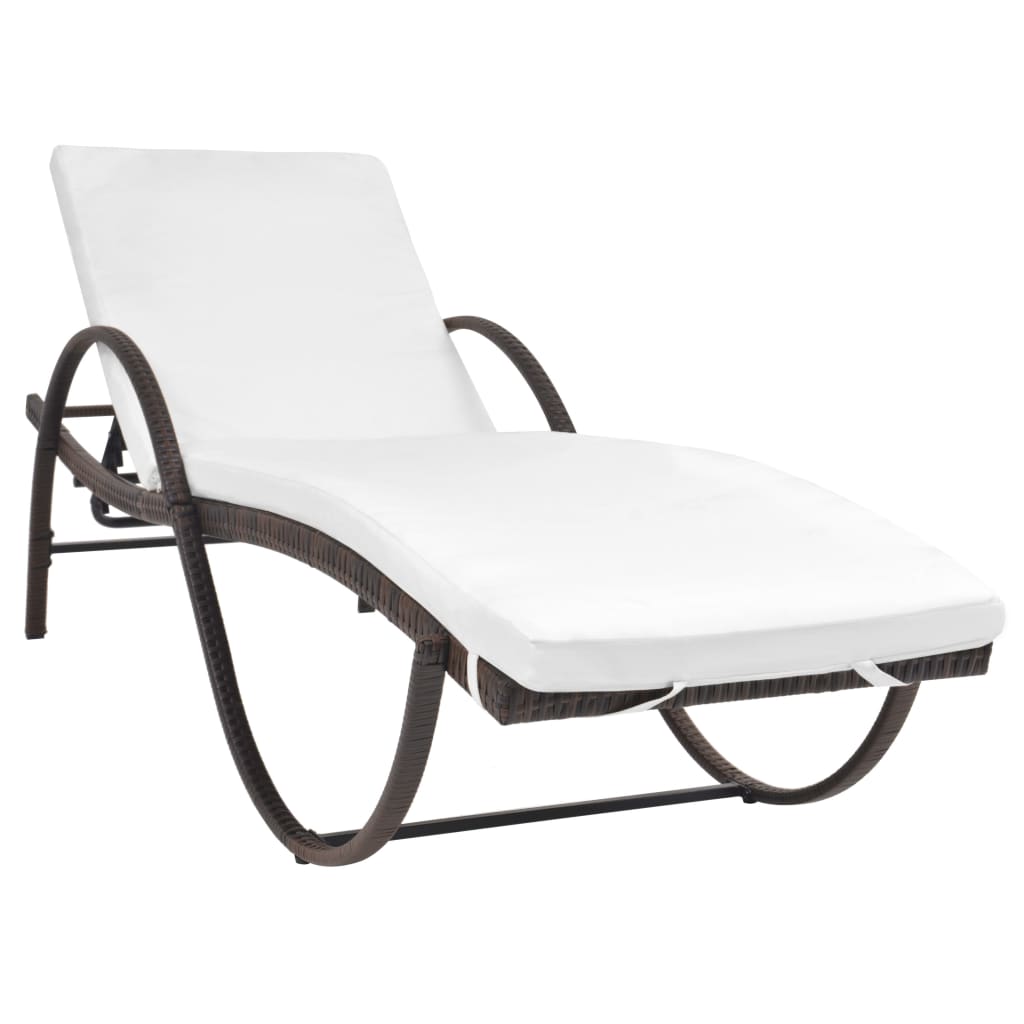 Sun Lounger With Cushion & Table Poly Rattan