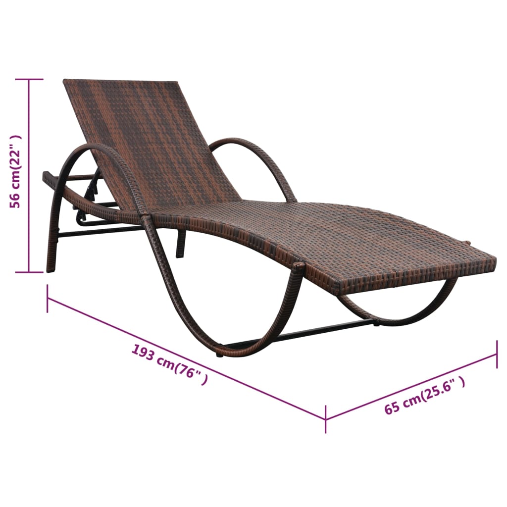 Sun Lounger With Cushion & Table Poly Rattan