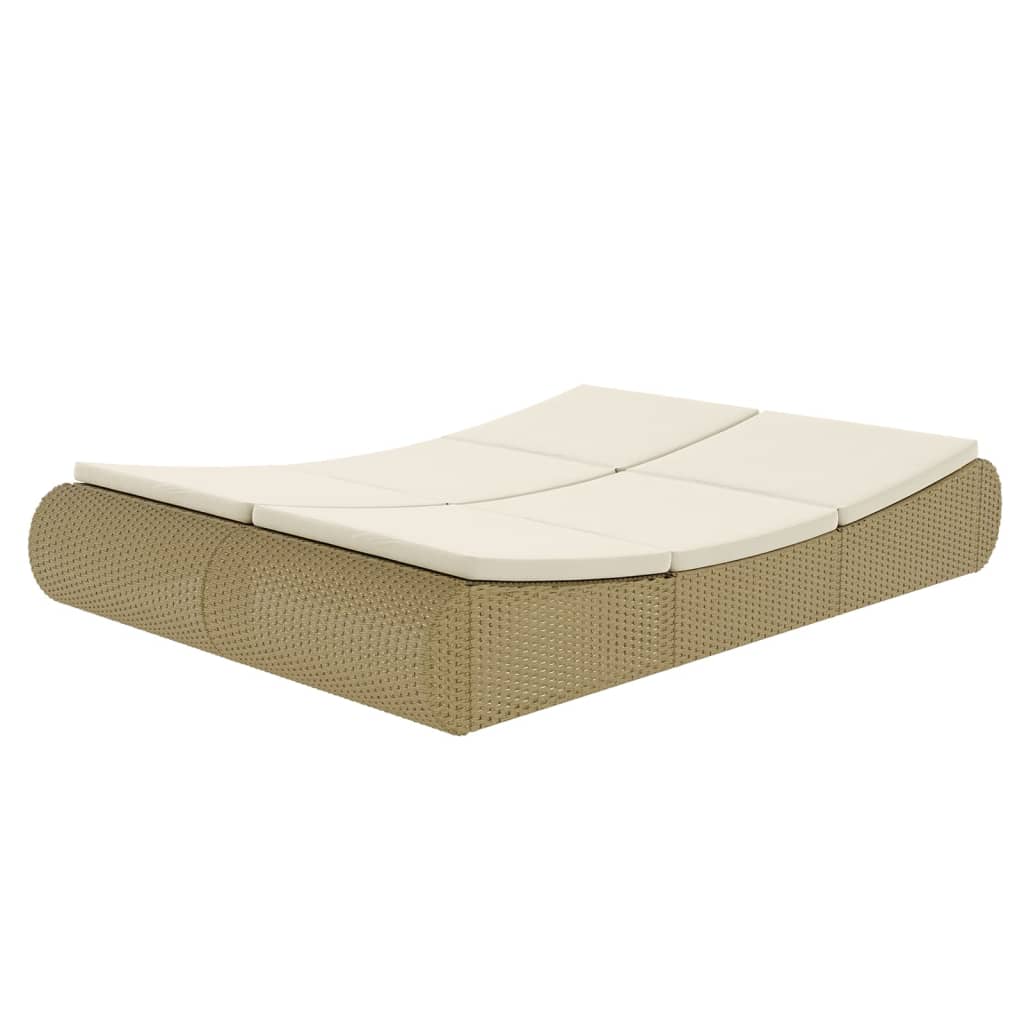 Patio Lounge Bed Poly Rattan Beige