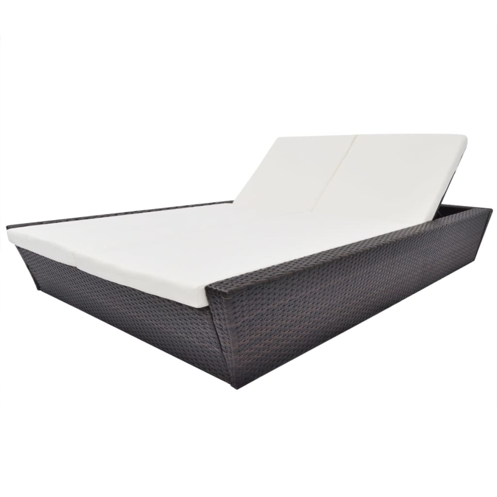 Patio Lounge Bed With Cushion Poly Rattan