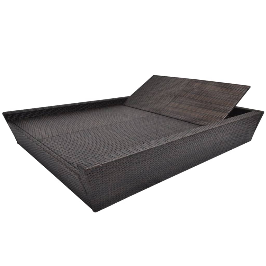 Patio Lounge Bed With Cushion Poly Rattan