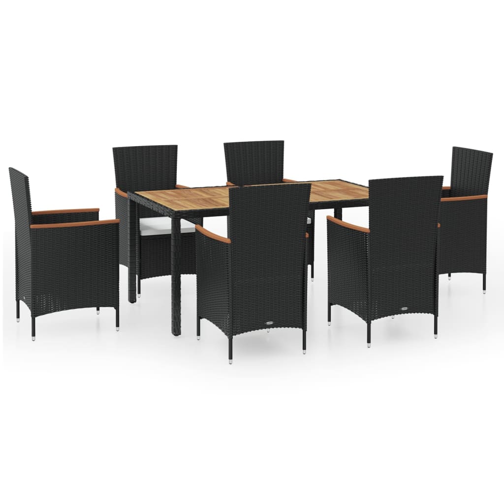 7 Piece Patio Dining Set With Cushions Poly Rattan