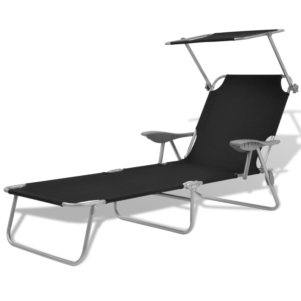 Sun Lounger With Canopy Steel