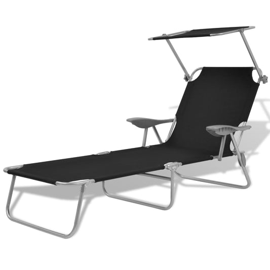 Sun Lounger With Canopy Steel