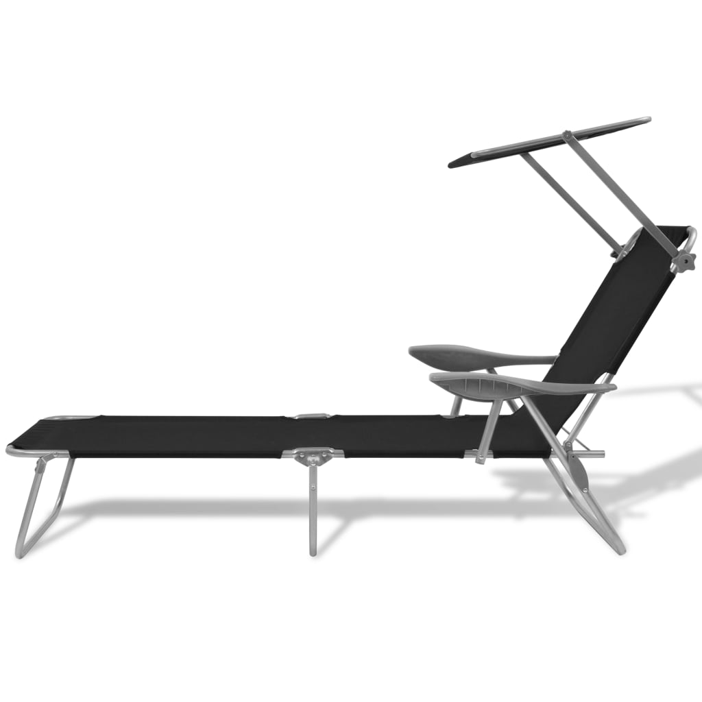 Sun Lounger With Canopy Steel