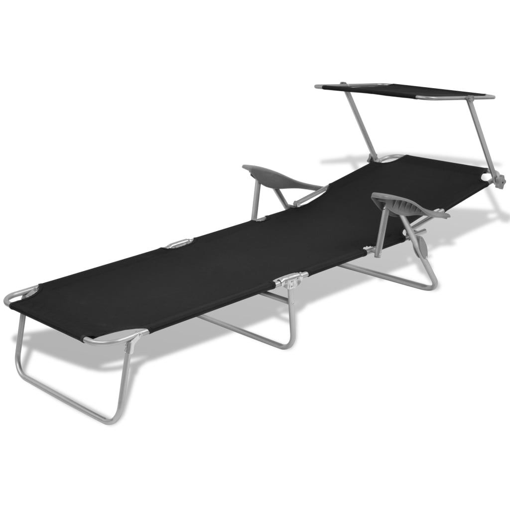 Sun Lounger With Canopy Steel