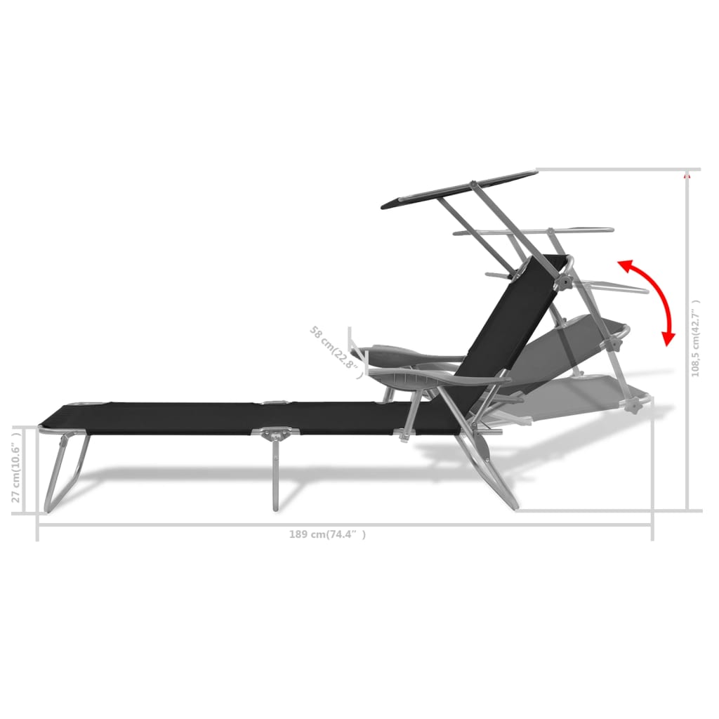 Sun Lounger With Canopy Steel