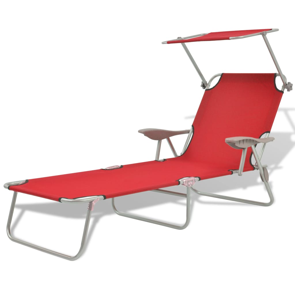 Sun Lounger With Canopy Steel