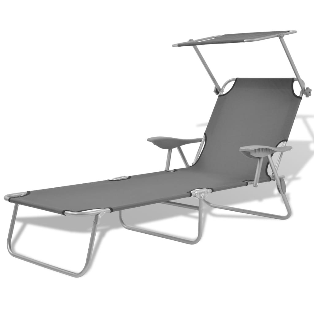 Sun Lounger With Canopy Steel