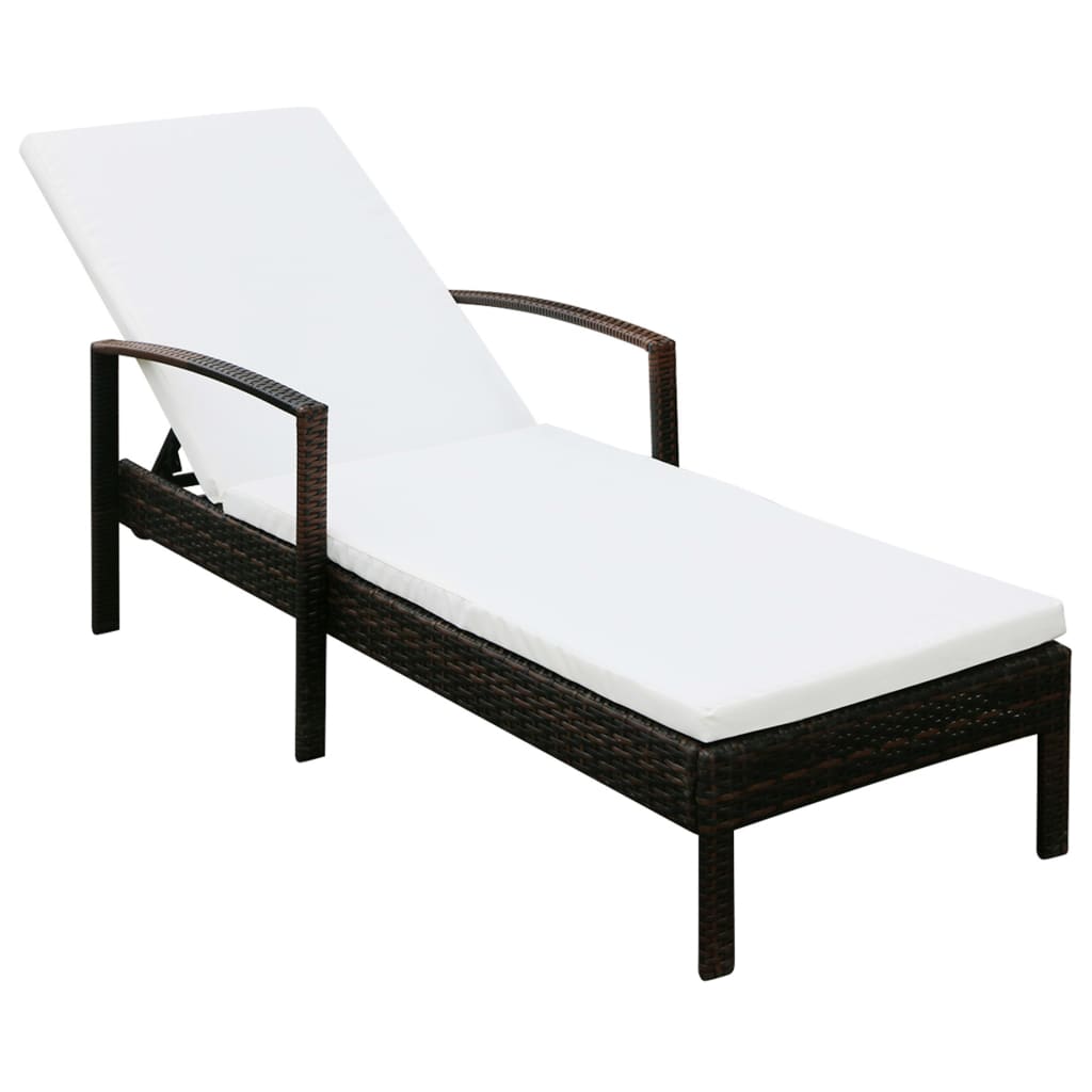 Sun Lounger With Cushion Poly Rattan