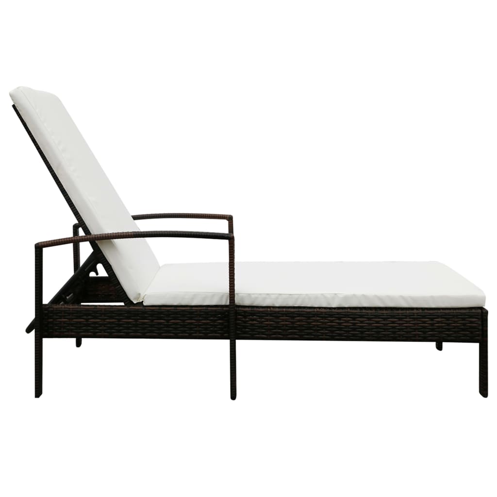 Sun Lounger With Cushion Poly Rattan