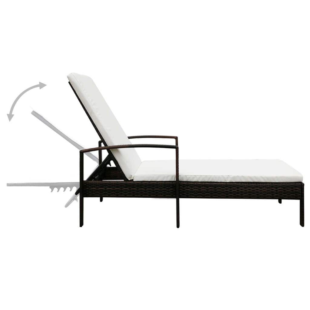 Sun Lounger With Cushion Poly Rattan