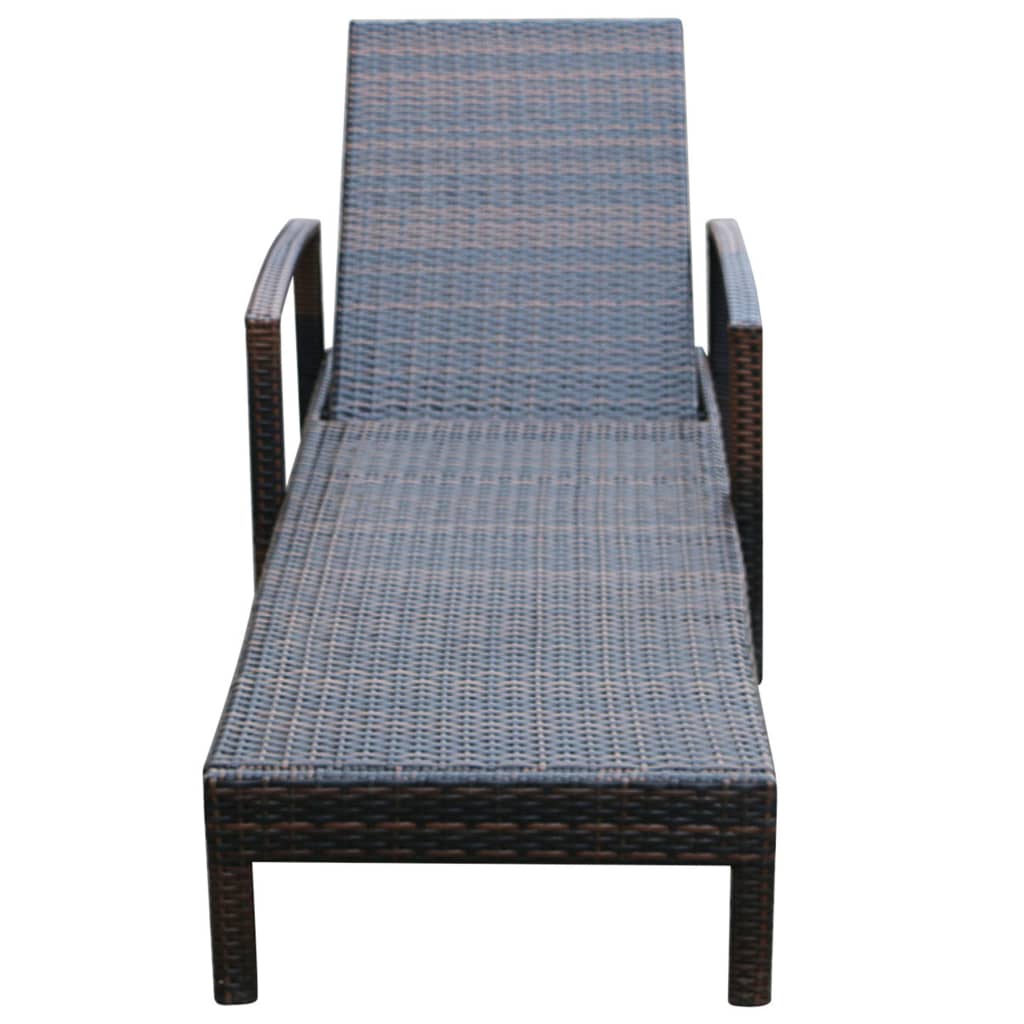 Sun Lounger With Cushion Poly Rattan