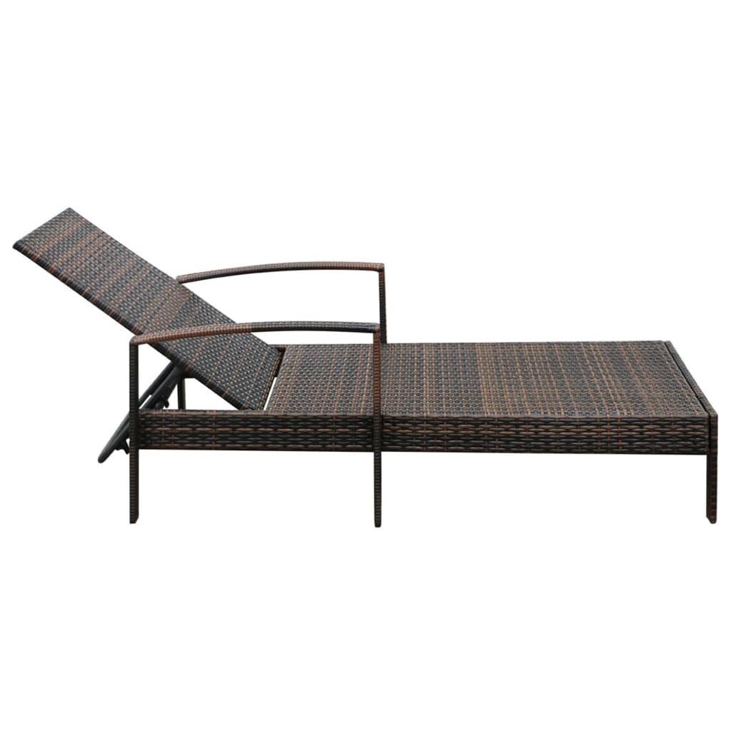 Sun Lounger With Cushion Poly Rattan