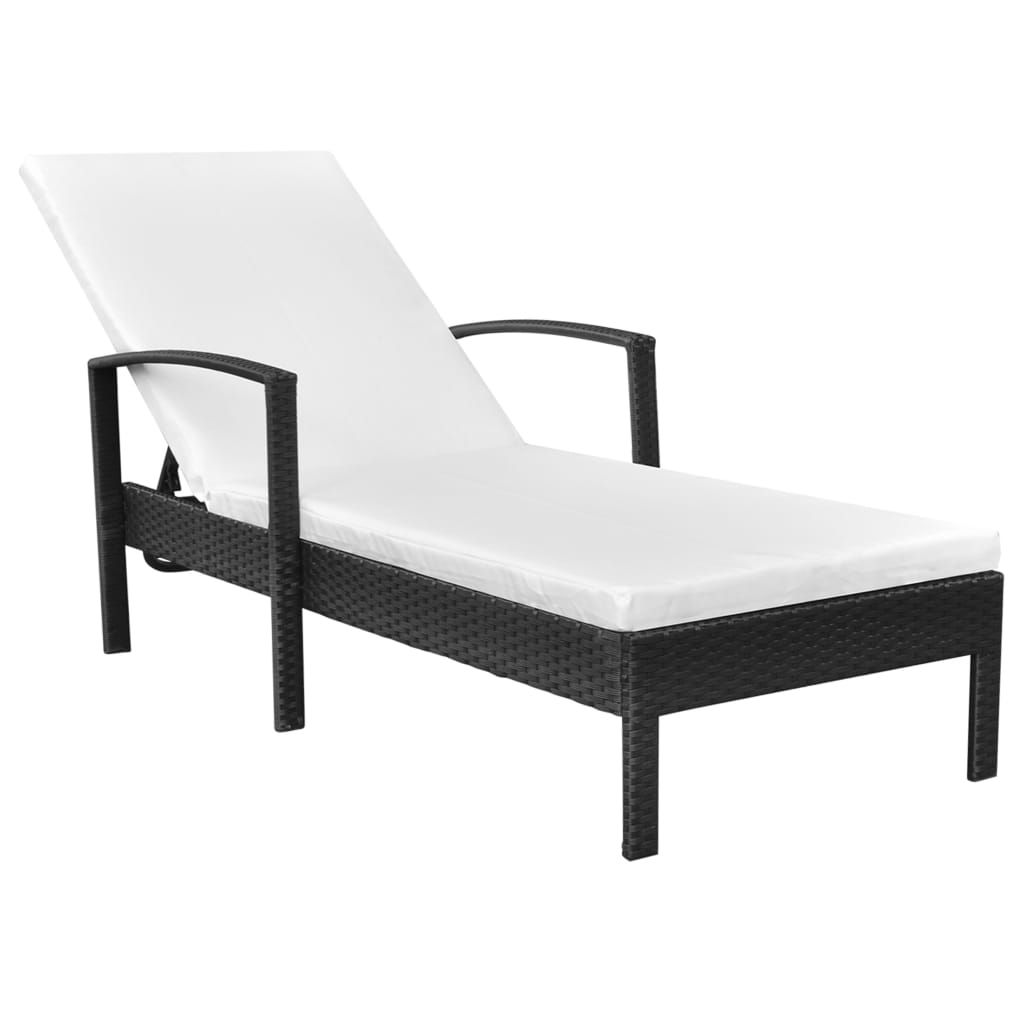 Sun Lounger With Cushion Poly Rattan