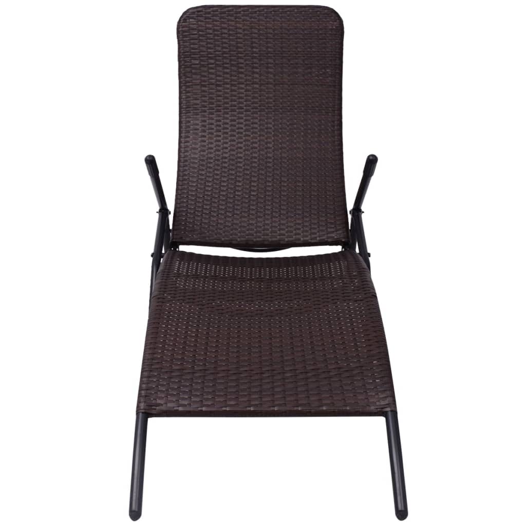 Folding Sun Lounger Poly Rattan