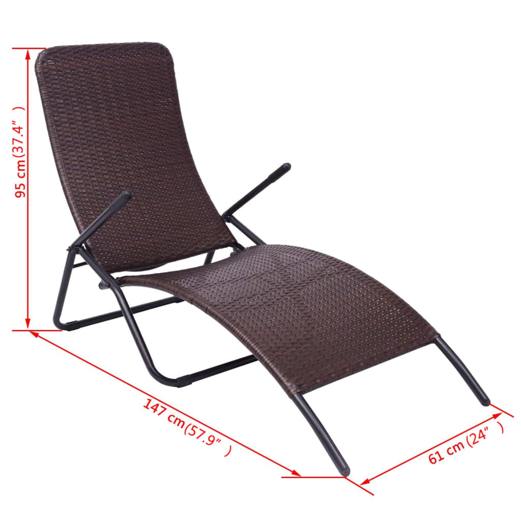 Folding Sun Lounger Poly Rattan