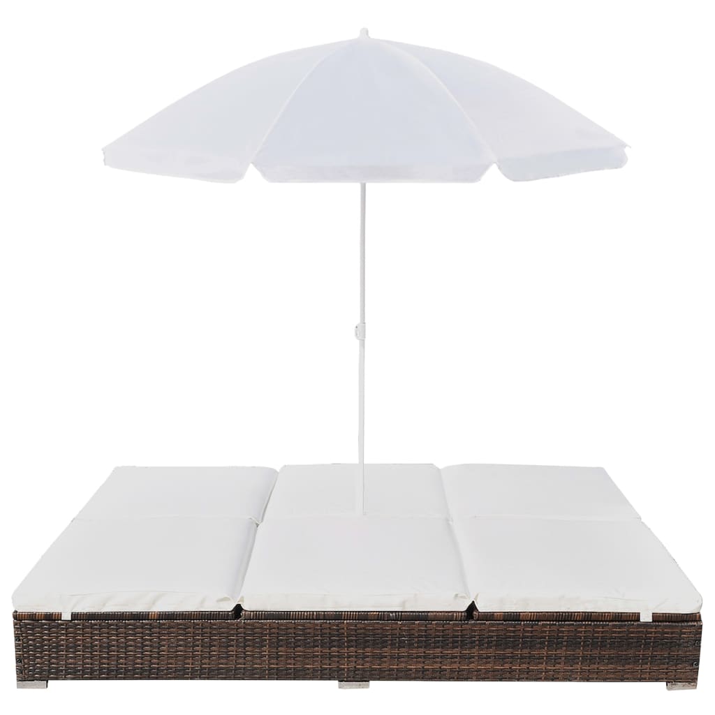 Patio Lounge Bed With Umbrella Poly Rattan