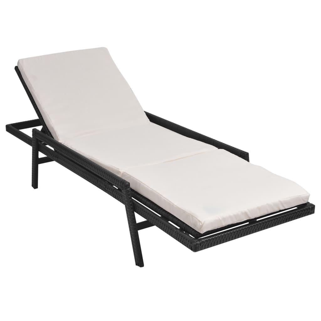 Sun Lounger With Cushion Poly Rattan