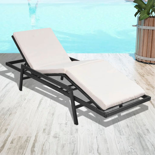 Sun Lounger With Cushion Poly Rattan