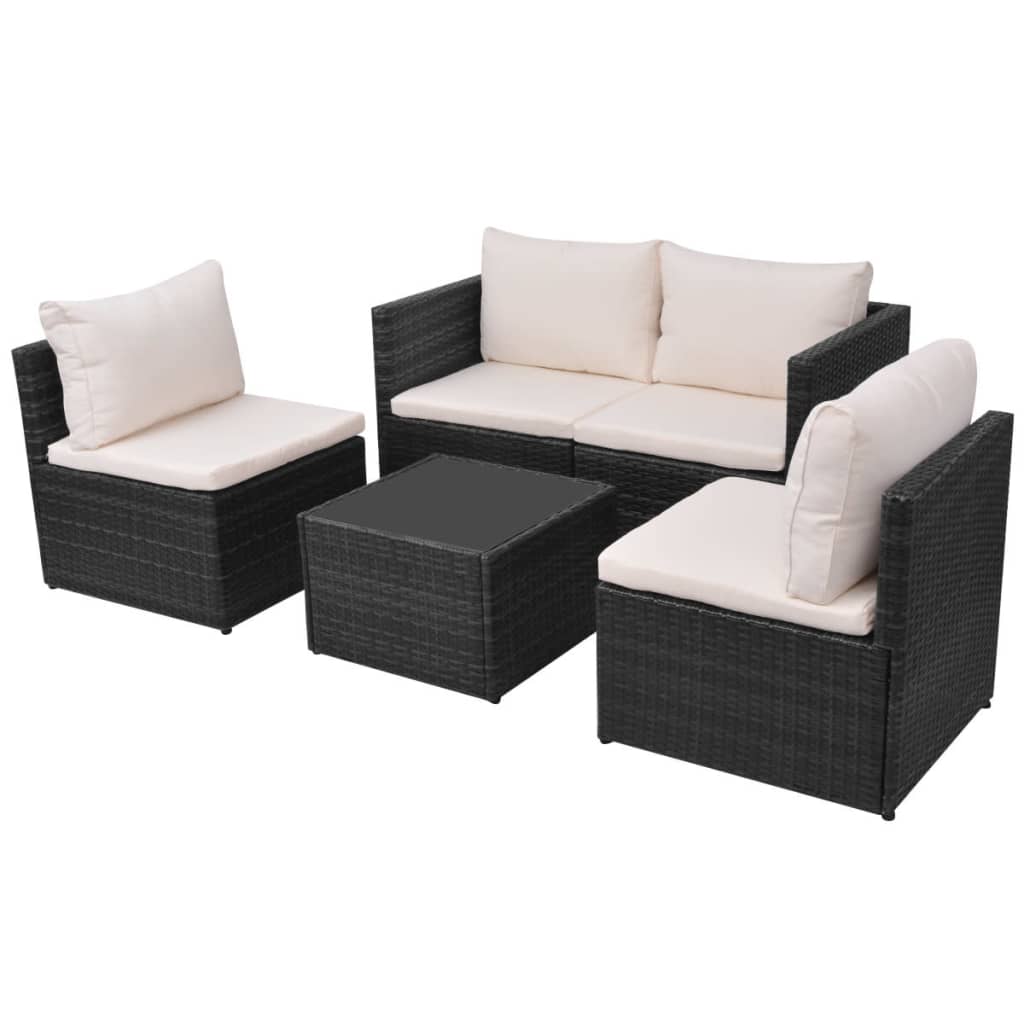 5 Piece Patio Lounge Set With Cushions Poly Rattan