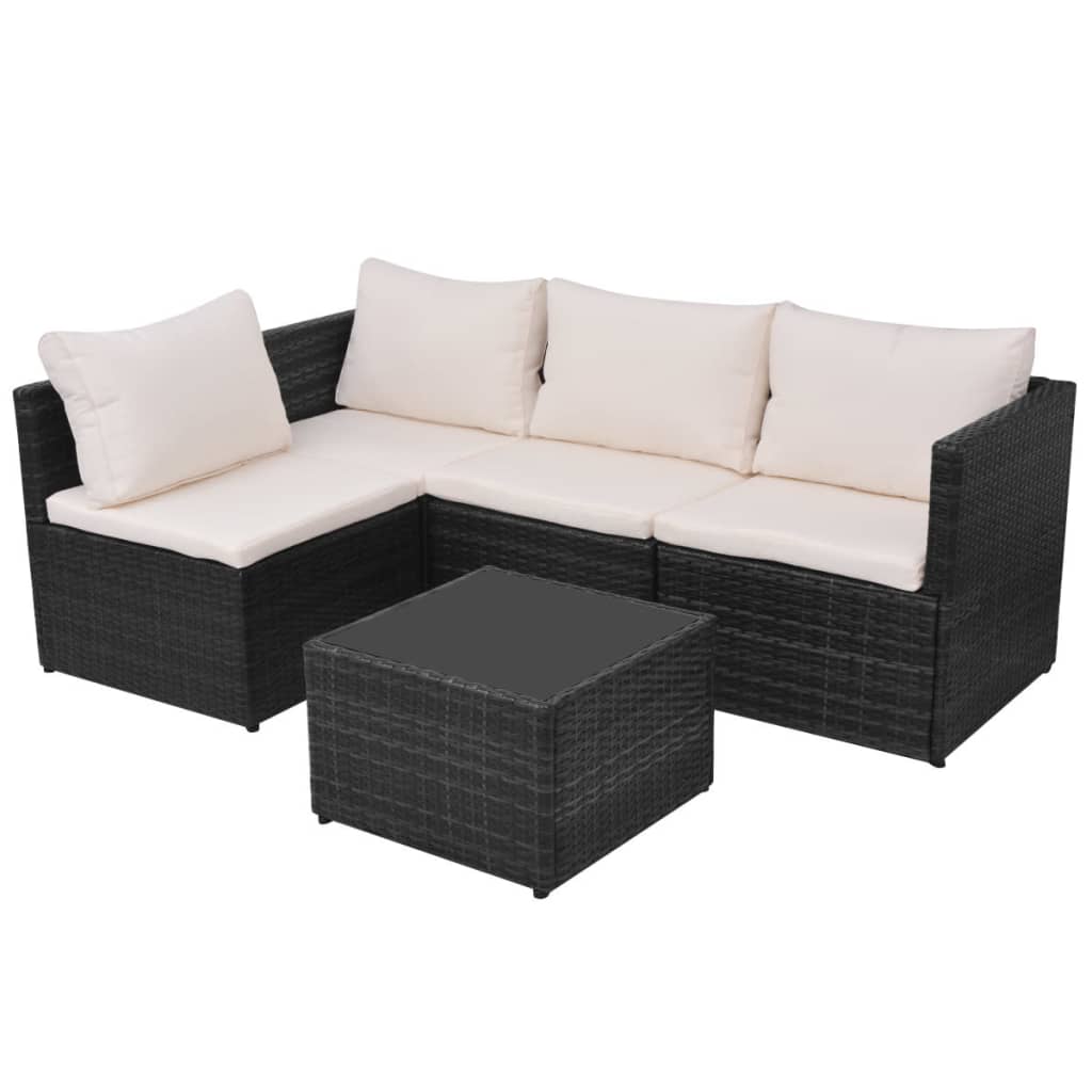 5 Piece Patio Lounge Set With Cushions Poly Rattan