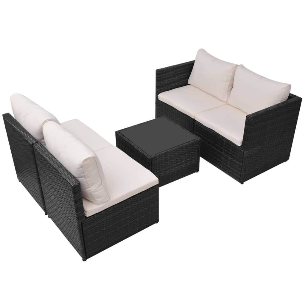 5 Piece Patio Lounge Set With Cushions Poly Rattan